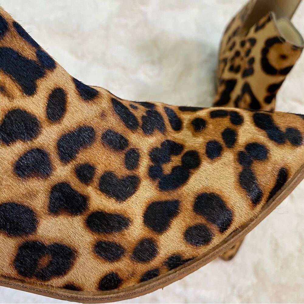 Sole Society Womens Heeled Ankle Bootie Size 6 Laurelah 2 Leopard Print Cow Hair - Picture 6 of 13